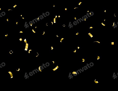 Preview: Golden confetti isolated on a black background