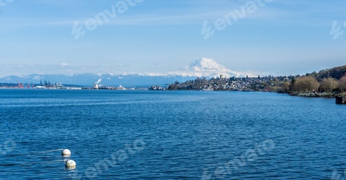 Preview: A View Of The Port Of Tacoma And Mount Rainier From Ruston, Washington.