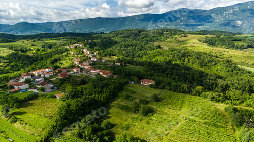 Preview: Aerial View of Rolling Hills and Vineyards in Vipava Valley