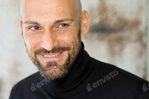 Preview: Portrait of smiling man wearing black turtleneck