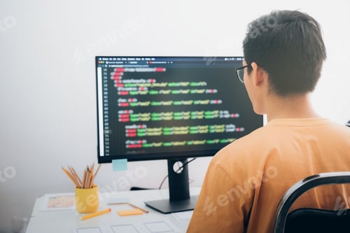 Preview: Programmer coding and developing application software
