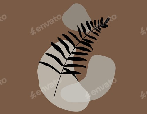 Preview: Foliage line art drawing with abstract shape. Abstract Plant Art design for print, cover, wallpaper.