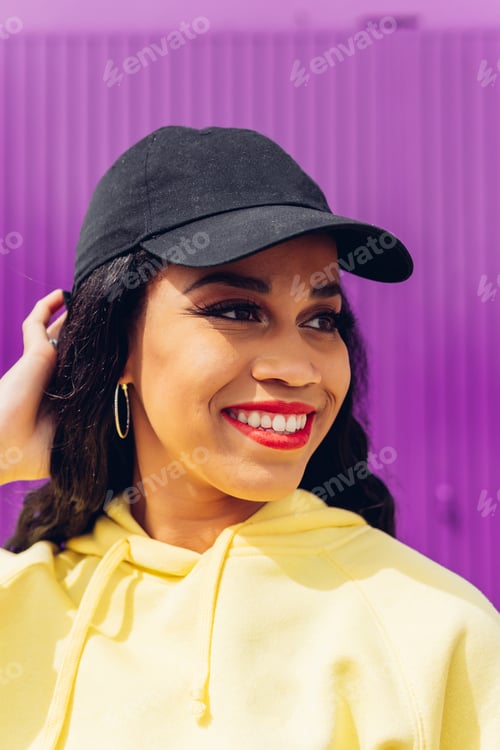 Preview: Young girl with reggaeton and hip hop style urban clothes.