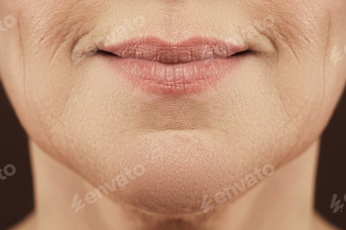 Preview: Aged female lips with expression lines