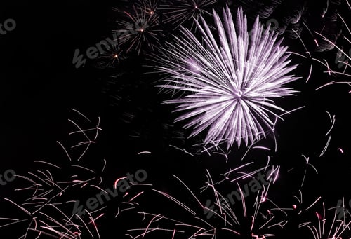 Preview: Fireworks Bright On A Black Background