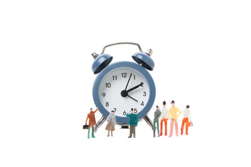 Preview: Concept of time management with alarm clock, isolated on white background