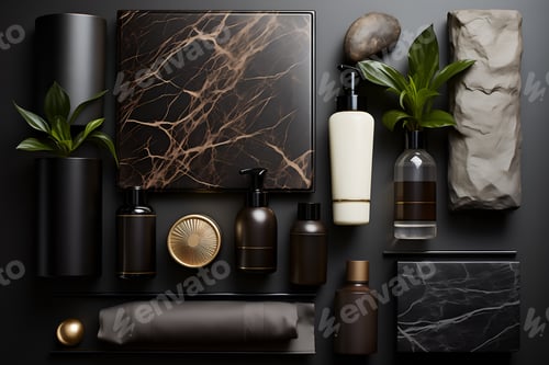 Preview: mock up packaging for cosmetic and amenities dark style