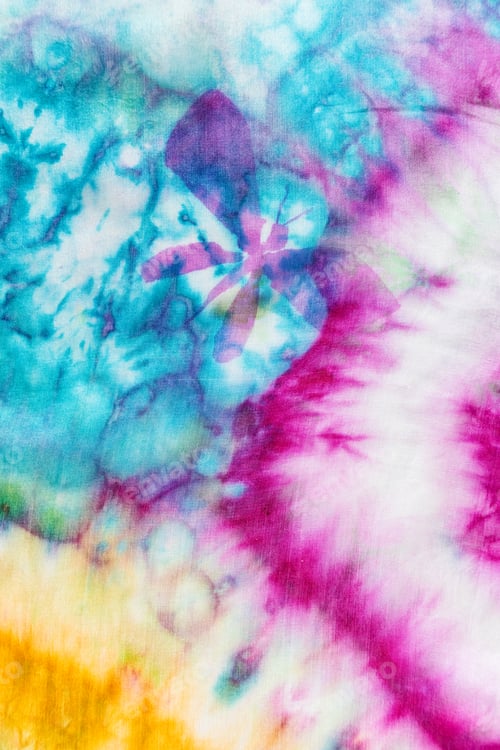 Preview: detail of colorful batik silk scarf with butterfly