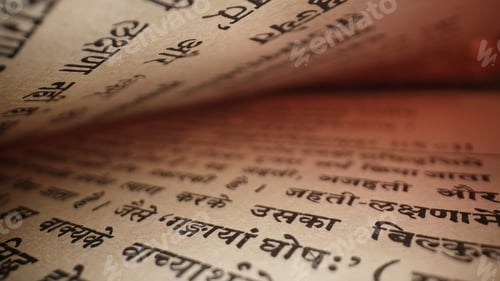Preview: Old Vintage Handwritten Scriptures On Sanskrit. Exploring Sacred Vedic Knowledge