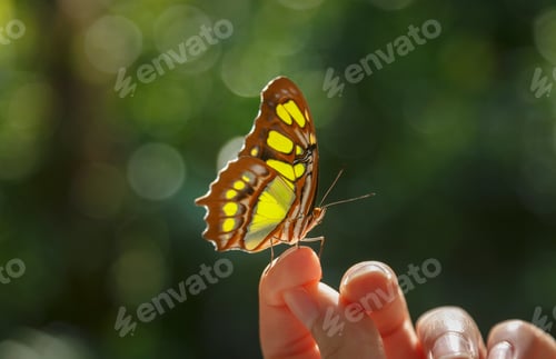 Preview: Butterfly on woman's finger