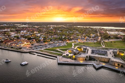 Preview: Aerial view of Castillo de San Marcos in St Augustine, Florida