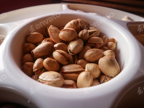 Preview: Bowl Full of Pistachios on Sectioned White Tray