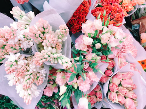 Bouquets of Flowers with Shades of Pink and Red