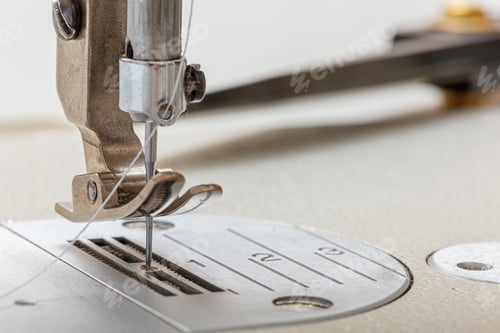 Preview: Sewing machine needle with thread and fabric