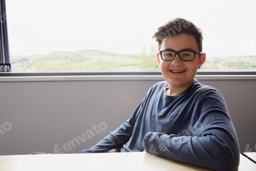 Preview: Portrait of boy in classroom