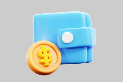 Preview: Simple blue wallet and coin