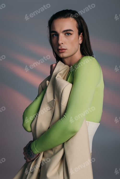 Stylish Young Adult Posing with Blazer