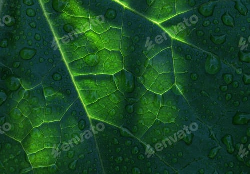 Preview: Close-up view of wet green leaf