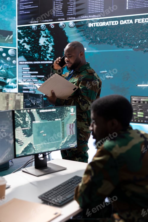 Preview: Army professional in command center talks on phone call and gives information