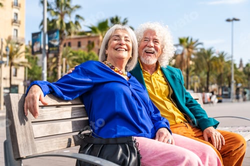 Preview: Senior couple of old people dating outdoors