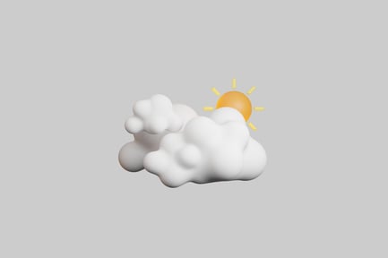 Preview: Fluffy clouds with sun icon