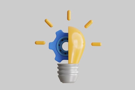 Preview: Lightbulb with Blue Gear and Yellow Accents