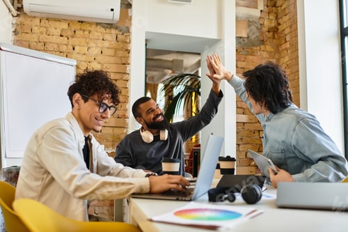 Preview: Teamwork and collaboration during a productive work session in a modern office environment