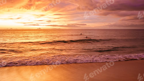 Preview: Naithon beach Phuket Thailand, a famous surf spot in Phuket, Naithon beach at sunset.