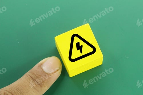 Preview: a yellow cube with an electrical hazard sign concept