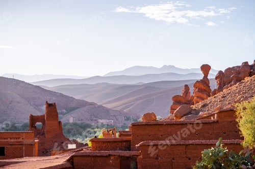 Preview: Nature, rocks and mountains in Dades Gorge Morocco during sunset