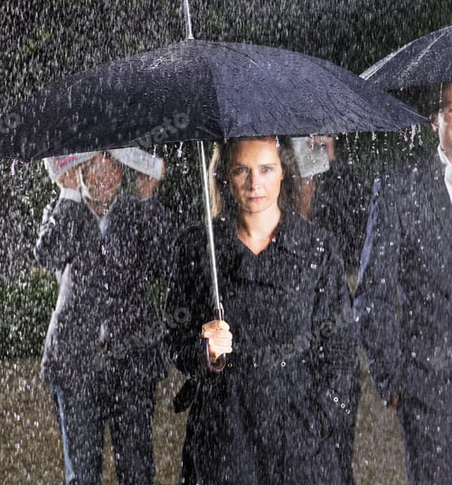 Preview: People with umbrella, under the rain