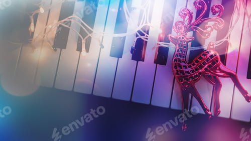 Preview: Piano And Christmas Decoration For New Year And Christmas Concept Background