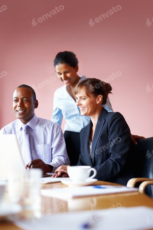 Preview: Happy executives viewing proposal