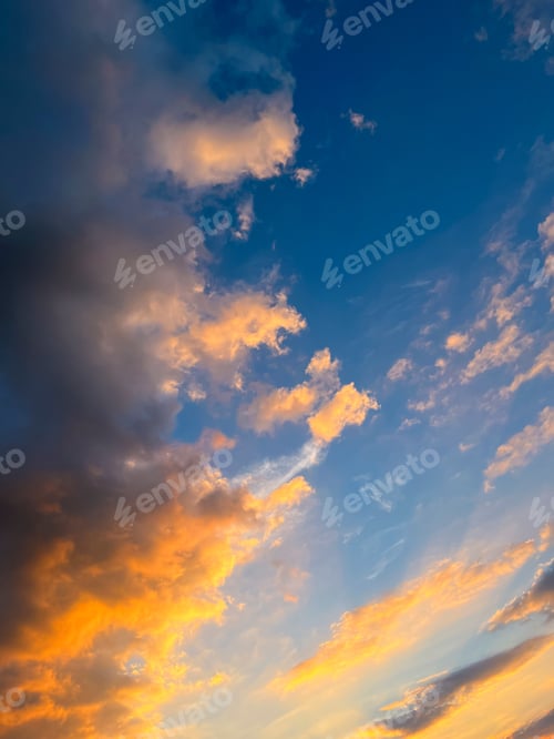 Preview: Colorful cloudy sky at sunset, beautiful nature background