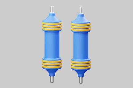 Preview: Two blue cylinders with yellow bands.