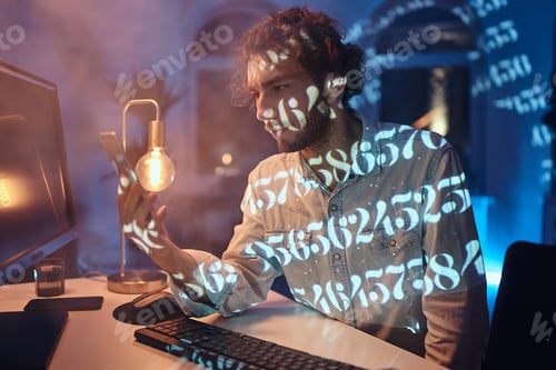 Preview: Professional occupation of guy working on computer and using phone