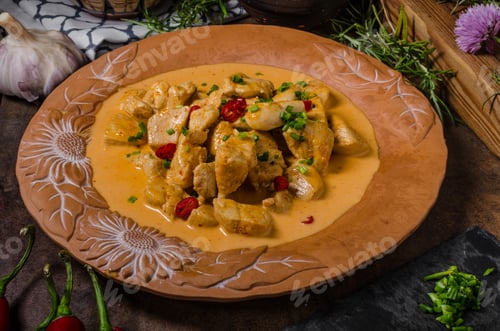 Vista previa: Pollo al curry con hierbas