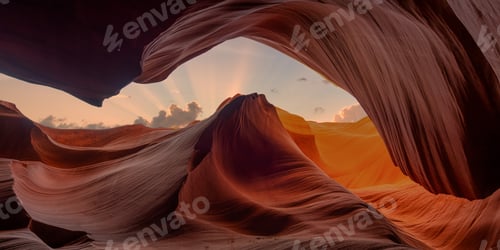 Preview: Scenic shot of slick rock formations in Antelope Canyon, Arizona USA
