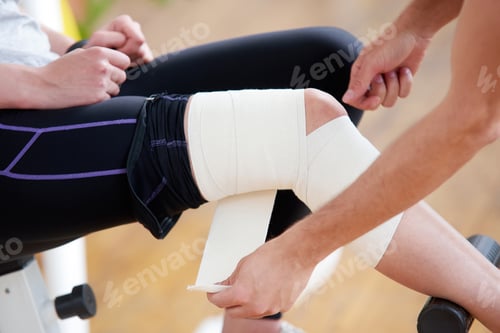 Preview: Applying a compression wrap for a sprained muscle.