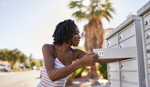 Preview: african american woman checking mail in las vegas