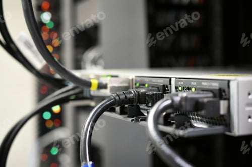 Preview: IT Department - cables wires connections to servers