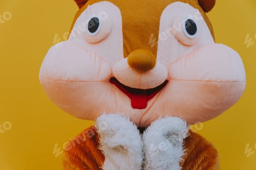 Preview: Squirrel character mascot has a message for humanity. Environmental concept about animal rights