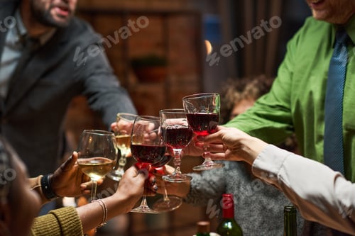 Preview: People drinking red wine at party