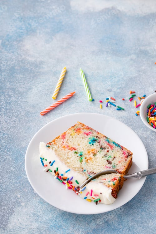 Preview: Slice of Cake with Candles and Sprinkles
