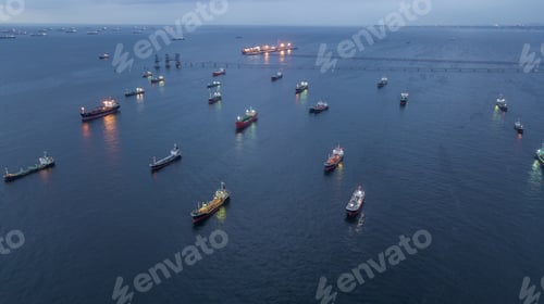 Preview: Aerial view oil chemical tanker at sea, Industrial crude oil and fuel tanker ship in deep ocean.
