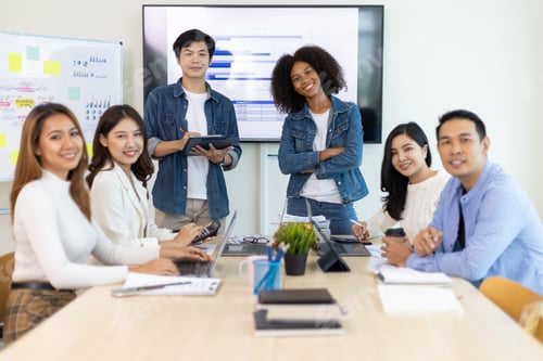 Preview: Diverse colleagues meeting and Teamwork of people in a business organization.