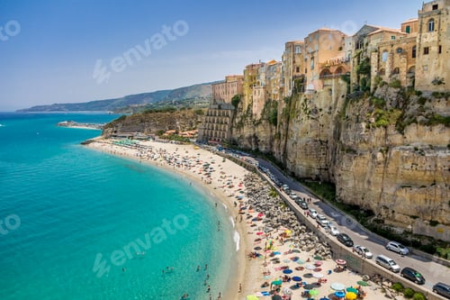 Preview: High view of Tropea town and beach - Calabria, Italy
