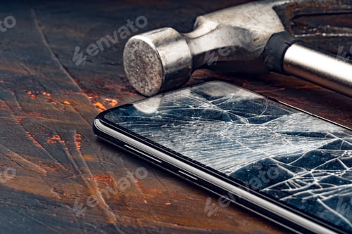 Preview: Digital gadget with tools. Repairing smartphone concept