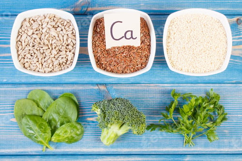 Preview: Products and ingredients containing calcium and dietary fiber, healthy nutrition