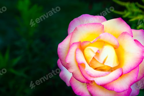 Preview: Yellow and Pink Garden Rose in the Garden
